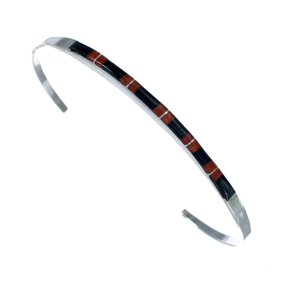Navajo Multicolor Inlay Sterling Silver Cuff Bracelet SX10100